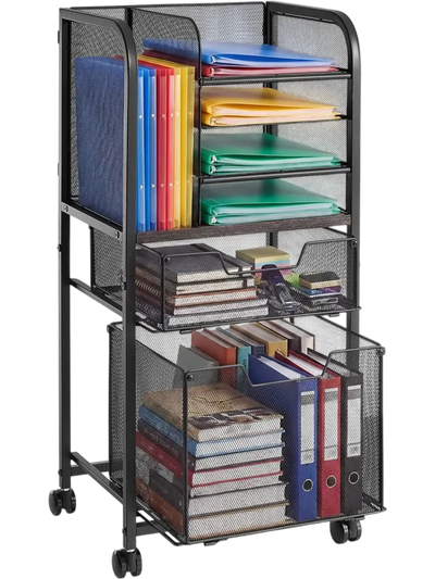 Vevor File Cart 6-Tier Mobile Filing Cabinet with Wheels Black New