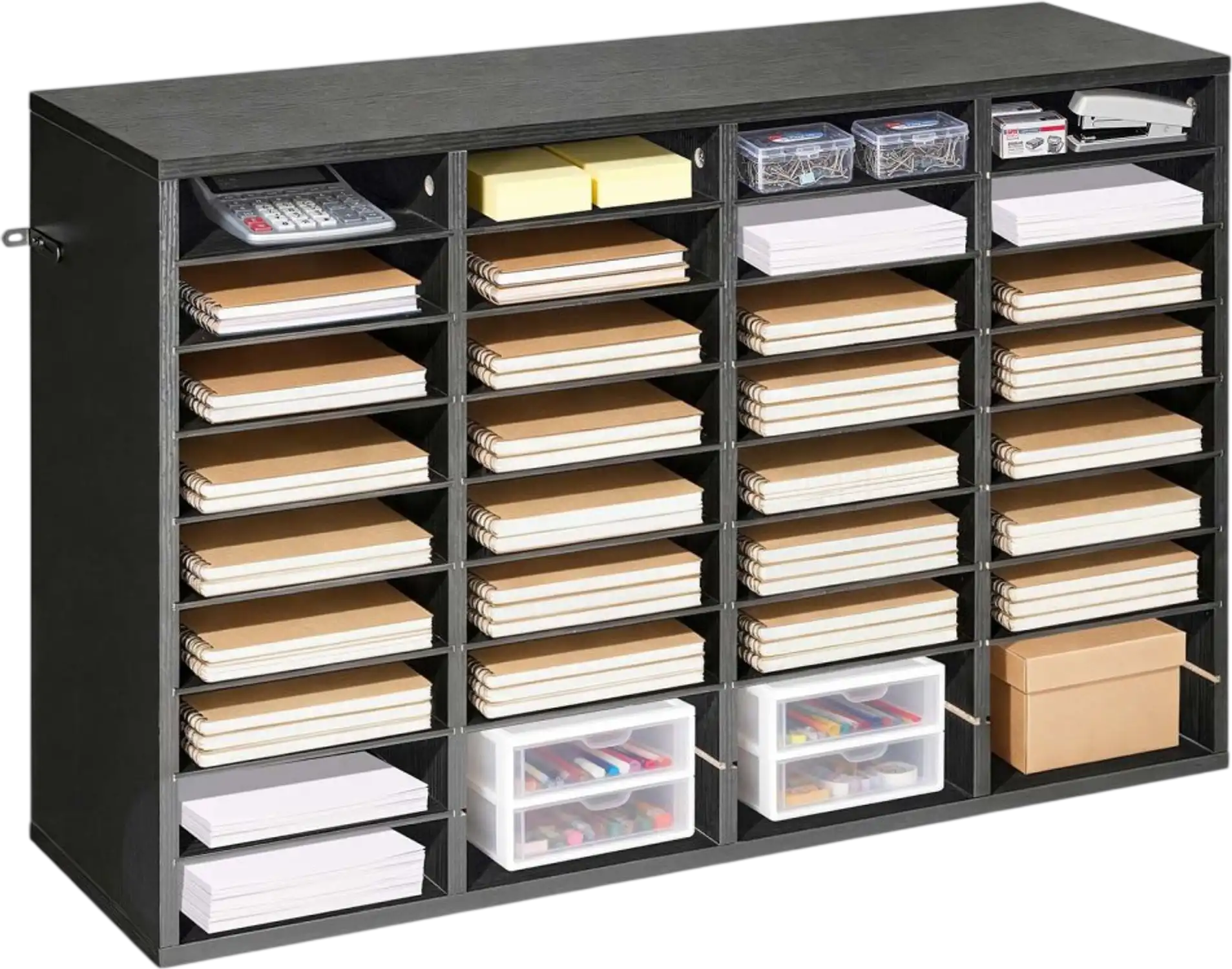 Vevor Literature Organizer 36-Compartment Wooden Mailbox Sorter Black New