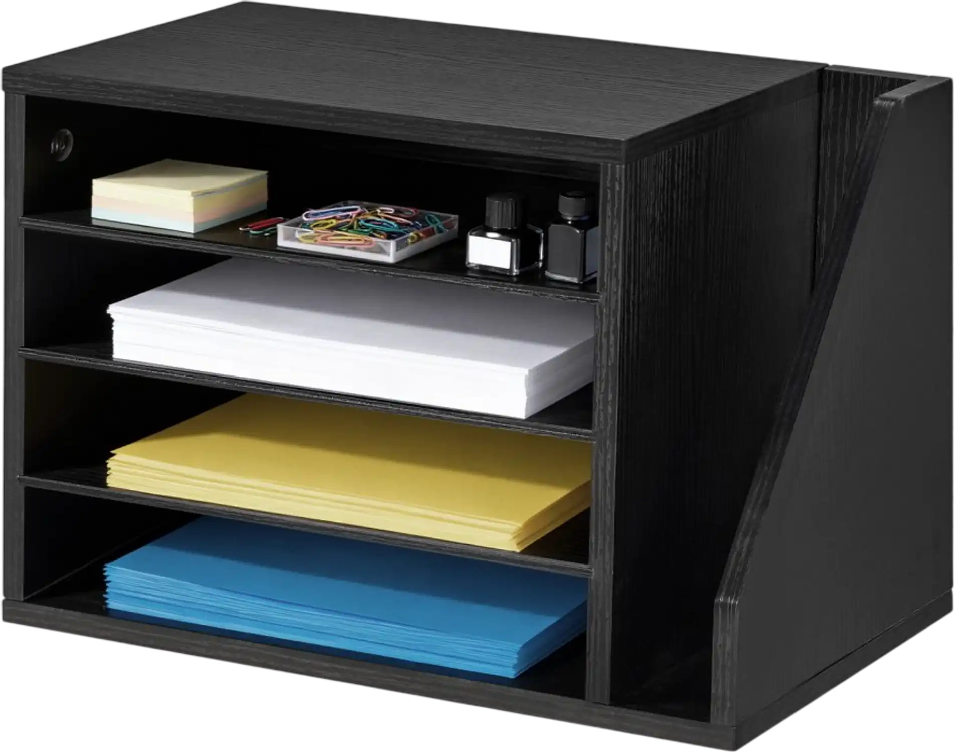 Vevor Literature Organizer 4-Compartment Office Mailbox with Detachable Shelves Black New