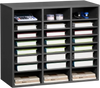VEVOR Literature Organizer, 24 Compartments Office Mailbox with Adjustable Shelves, Wooden Mailbox Sorter Medium Density Fiberboard Office Home Classroom Storage for Files, Documents, Papers, Grey