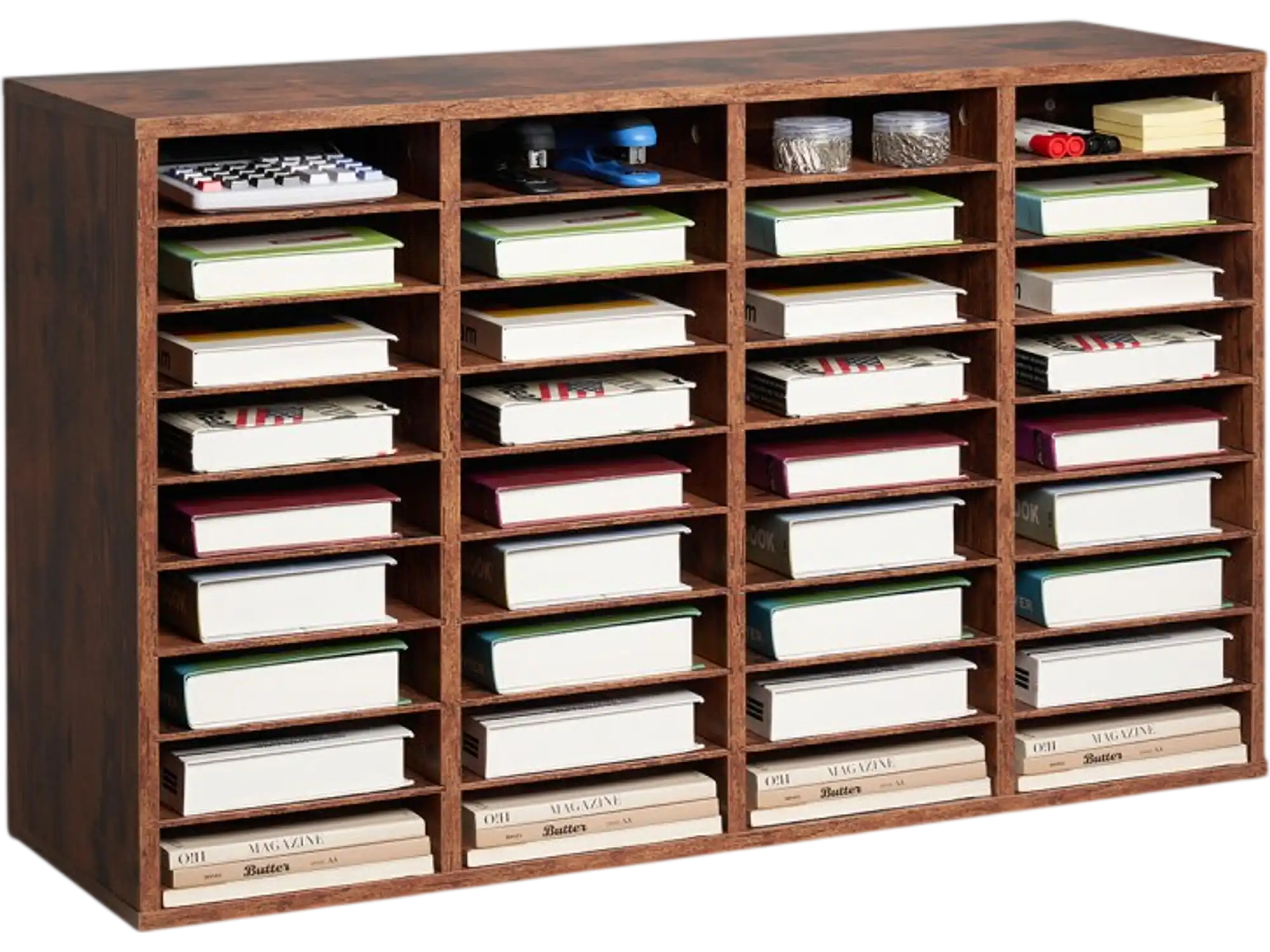 Vevor Literature Organizer 36-Compartment Wood Mail Sorter Dark Brown New