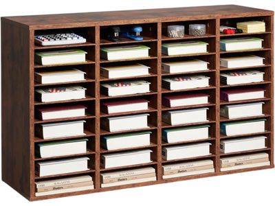 Vevor Literature Organizer 36-Compartment Wood Mail Sorter Dark Brown New