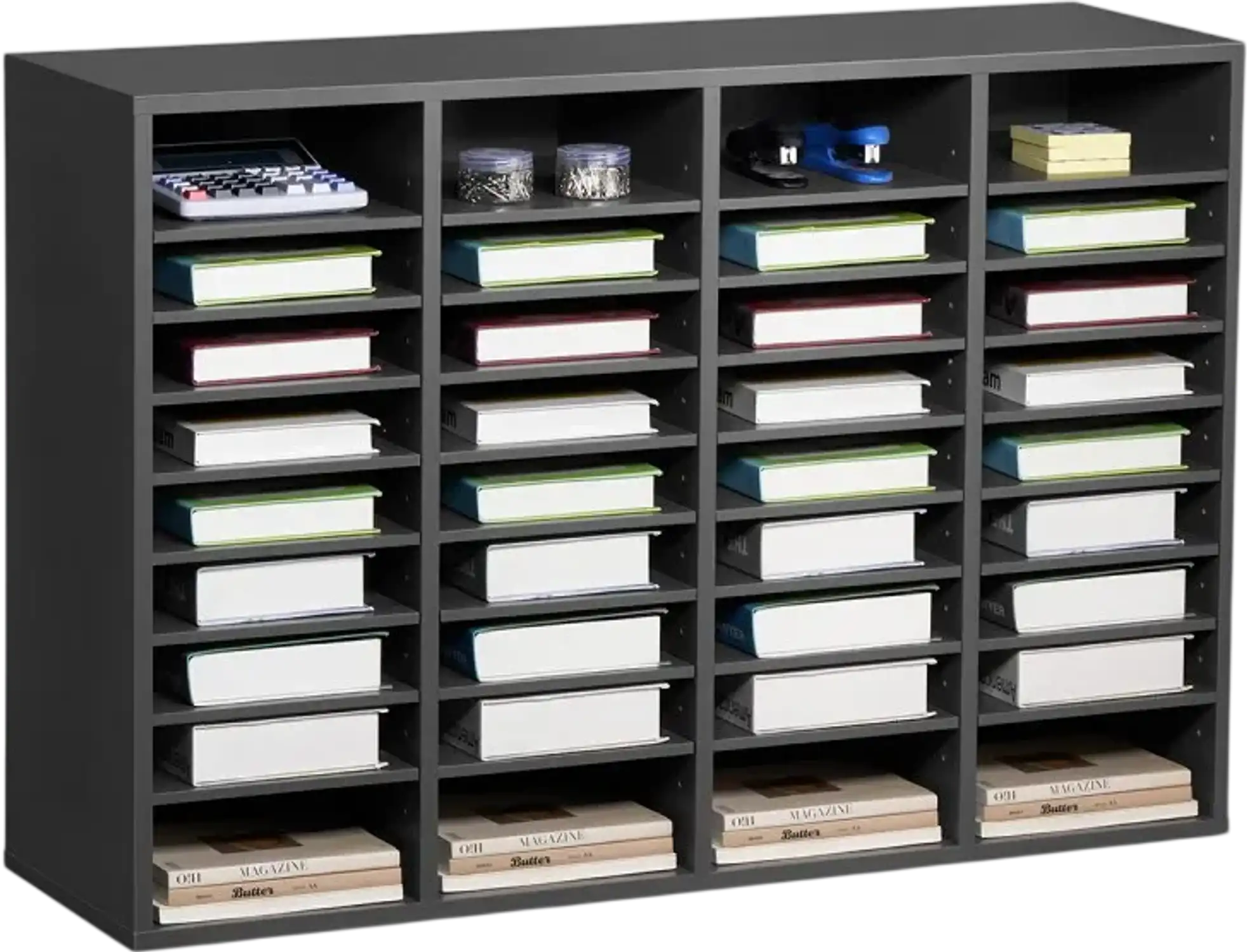Vevor Literature Organizer 36-Compartment Adjustable Shelf Mail Sorter Cabinet Grey New