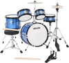 VEVOR Kids Drum Set, 5-Piece 14 in Junior Drum Sets, Beginner Drums Set with Adjustable Throne, Cymbal & Two Pairs of Drumsticks, Musical Learning Drums Instruments Kit, for Children Ages 6-13 (Blue)