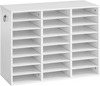VEVOR Wood Literature Organizer 24 Compartments Office Mailboxes White, Countertop Literature Sorter for Files Documents Papers, with Adjustable Shelves, for Office, Home, Classroom Organization