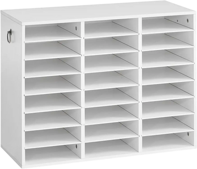 Vevor Literature Organizer 24-Compartment White Countertop Mail Sorter New