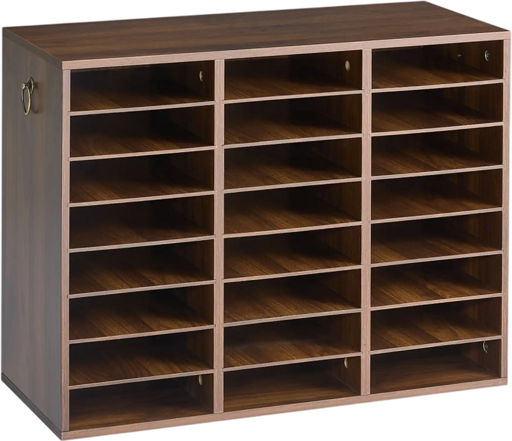 VEVOR Wood Literature Organizer 24 Compartments Office Mailboxes Brown, Countertop Literature Sorter for Files Documents Papers, with Adjustable Shelves, for Office, Home, Classroom Organization