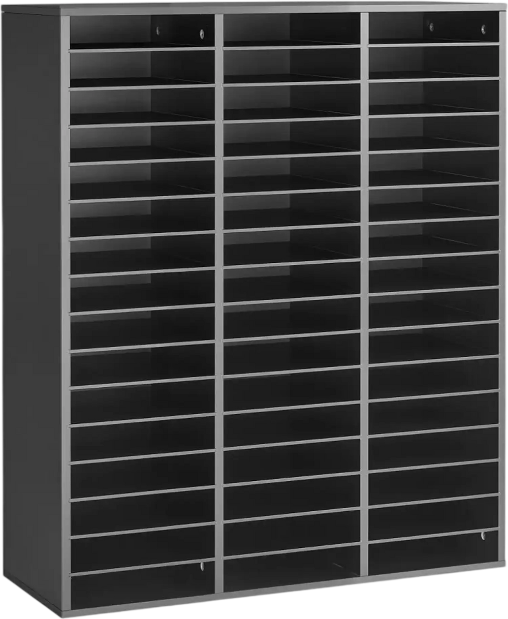 VEVOR Wood Literature Organizer 48 Compartments Office Mailboxes Black, Countertop Literature Sorter for Files Documents Papers, with Adjustable Shelves, for Office, Home, Classroom Organization