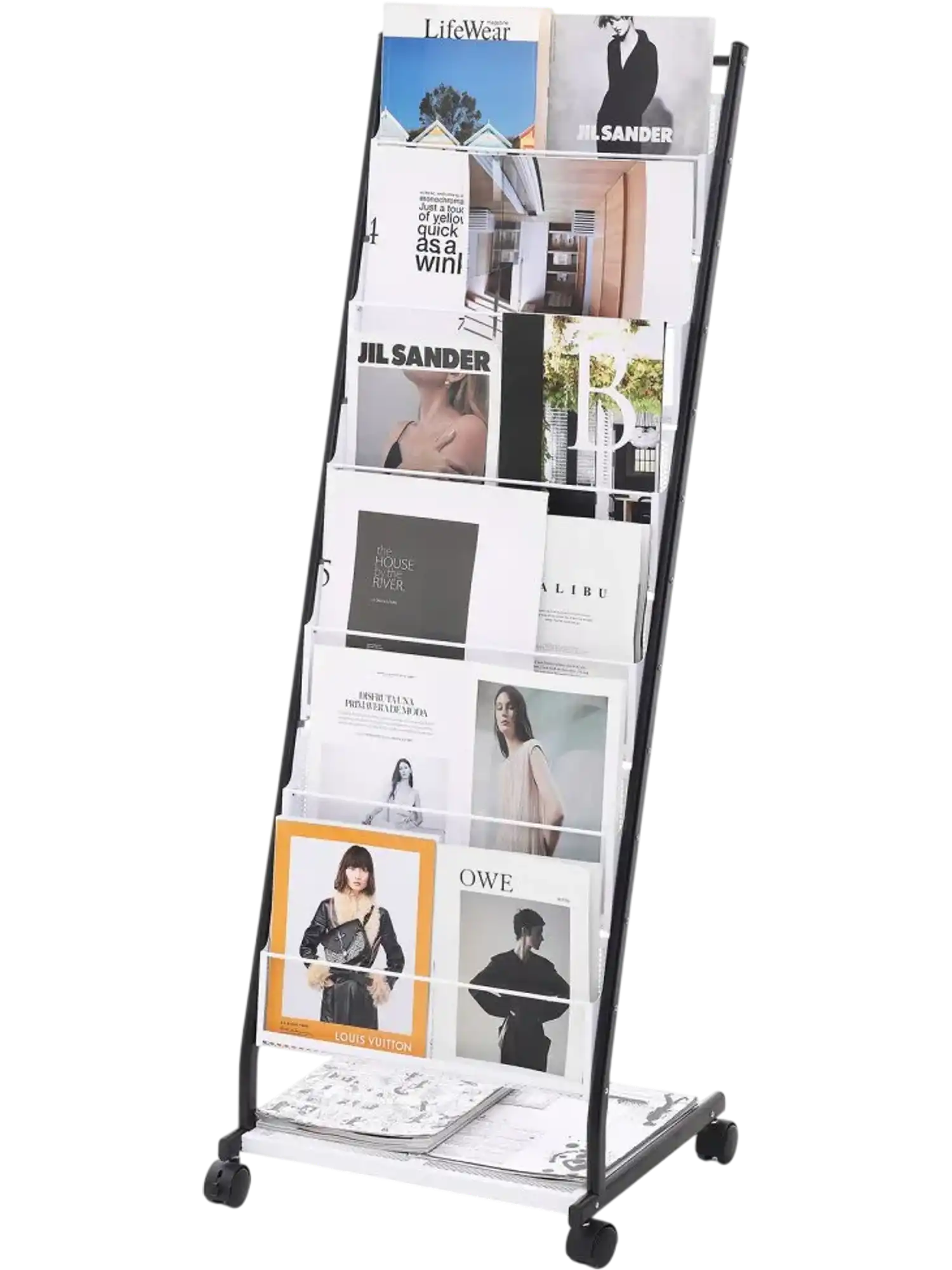 Vevor Literature Display Stand 6-Tier Brochure Rack with Wheels New