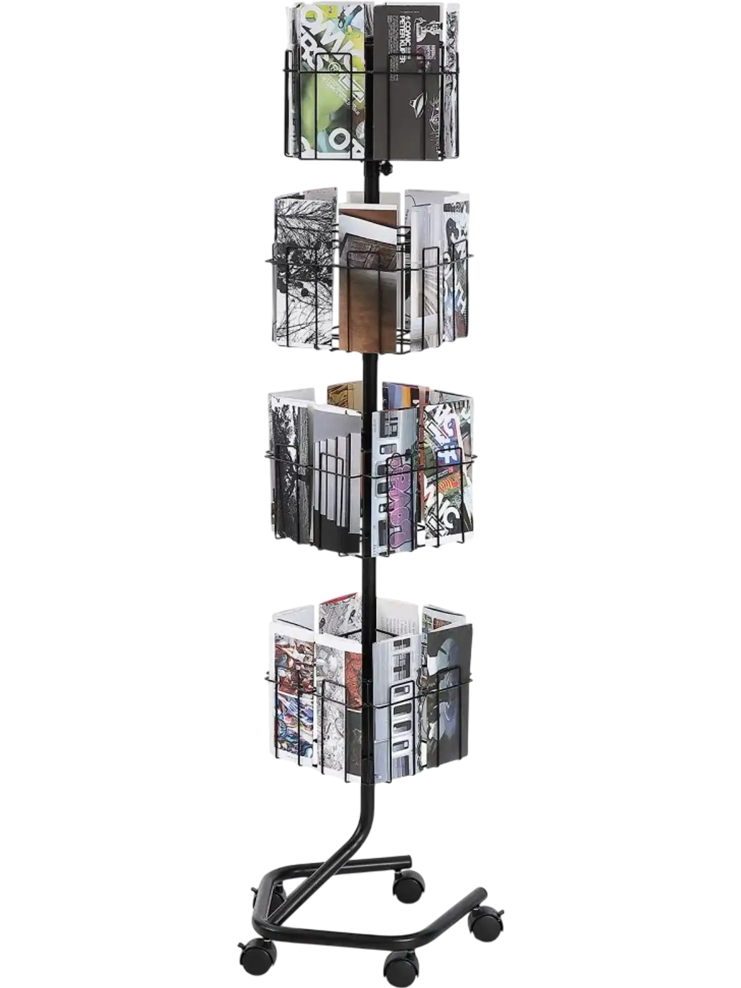 Vevor Literature Display Stand 32-Pocket Rotating Brochure Rack with 5 Wheels New