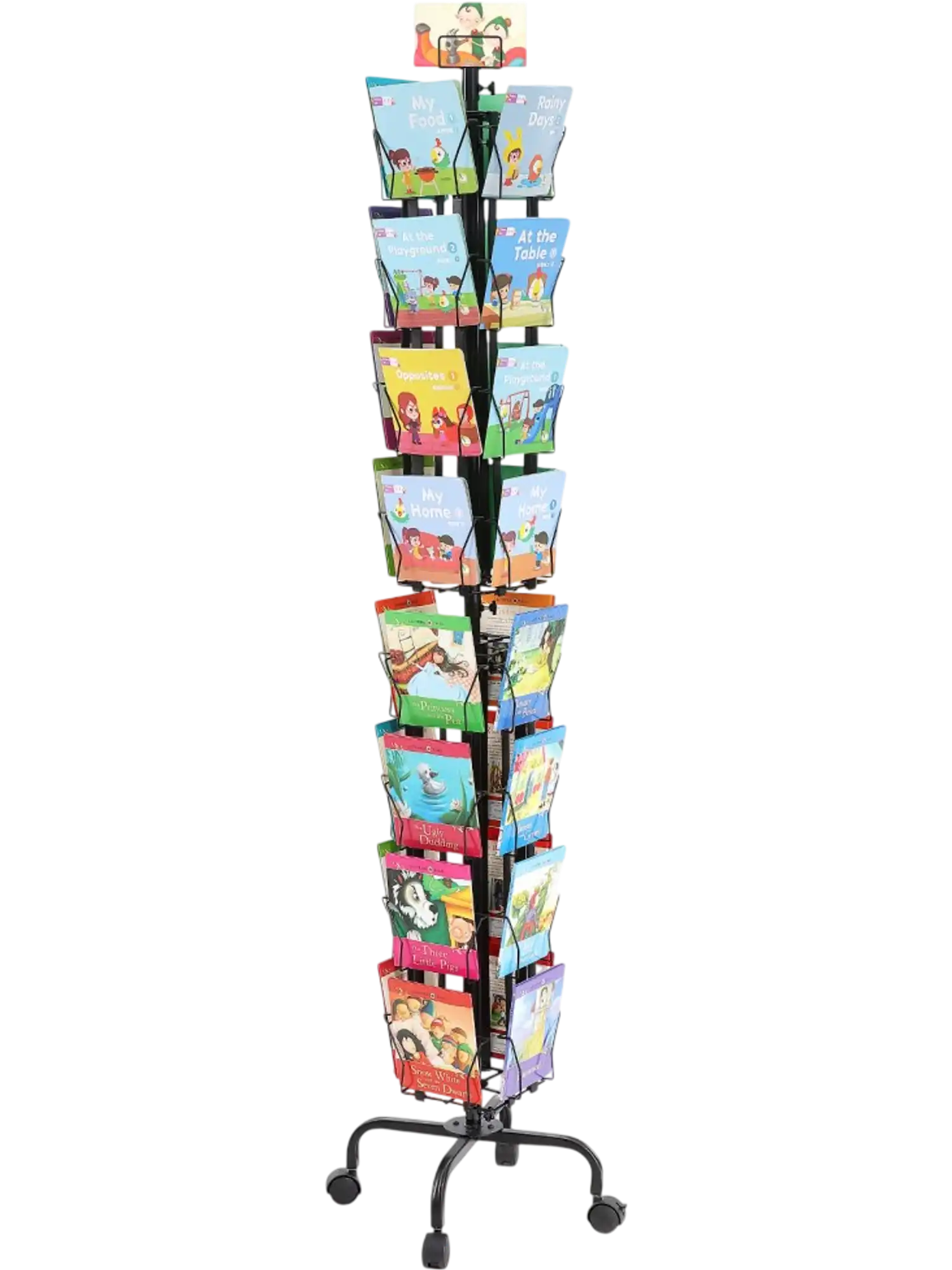 Vevor Display Rack 32-Pocket Rotating Greeting Card Stand with Sign Holder & 4 Wheels New