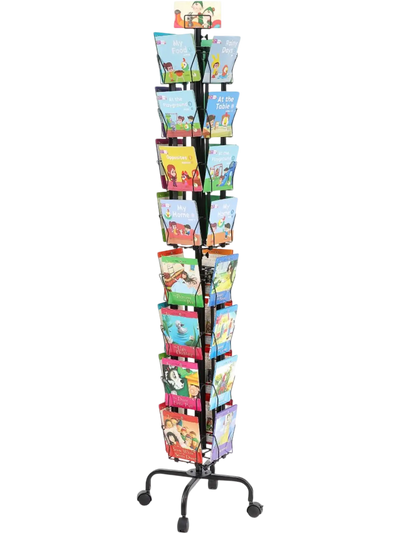 Vevor Display Rack 32-Pocket Rotating Greeting Card Stand with Sign Holder & 4 Wheels New