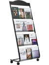 VEVOR Brochure Display Rack, 4-Tier Magazine Literature Display Stand with Wheels, Movable Floor Standing Magazine Rack, Heavy Duty Newspaper Catalog Holders for Shop Exhibitions Office Craft Fairs