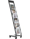 VEVOR Brochure Display Rack, Narrow 6-Tier Magazine Literature Display Stand with Wheels, Metal Floor Standing Magazine Rack, Movable Newspaper Catalog Holders for Shop Exhibitions Office (6 Pockets)