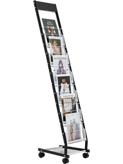 Vevor Brochure Display Rack Narrow 6-Tier Magazine Literature Stand with Wheels New