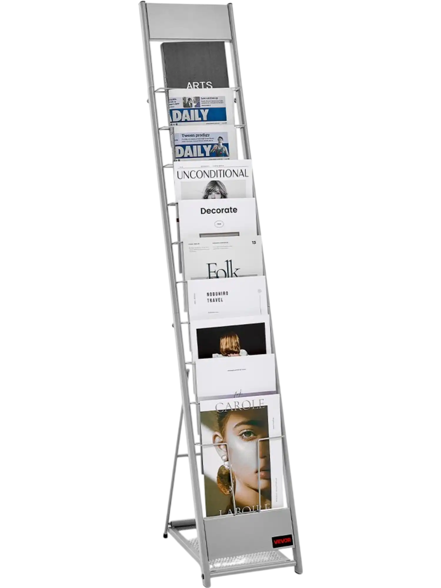 Vevor Brochure Display Rack 10-Pocket A4 Floor Standing Silver New
