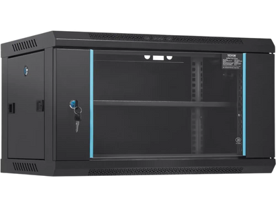 VEVOR 6U Wall Mount Network Server Cabinet, 15.5'' Deep, Server Rack Cabinet Enclosure, 200 lbs Max. Ground-mounted Load Capacity, with Locking Glass Door Side Panels, for IT Equipment, A/V Devices