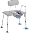 VEVOR Bedside Commode Chair, 500 lbs Weight Capacity, 4-in-1 Portable Toilet and Raised Toilet Seat with Padded Seat and Backrest, Detachable 5L Bucket, Adjustable Height Adult Potty Chair for Seniors