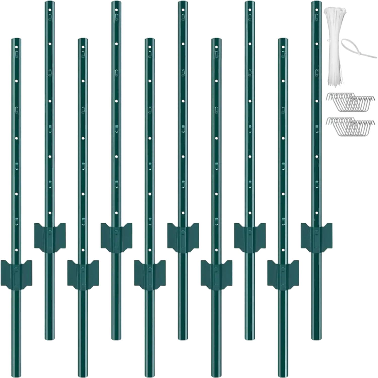 Vevor Fence Posts 3' U-Channel Heavy Duty Metal 10-Pack Green New