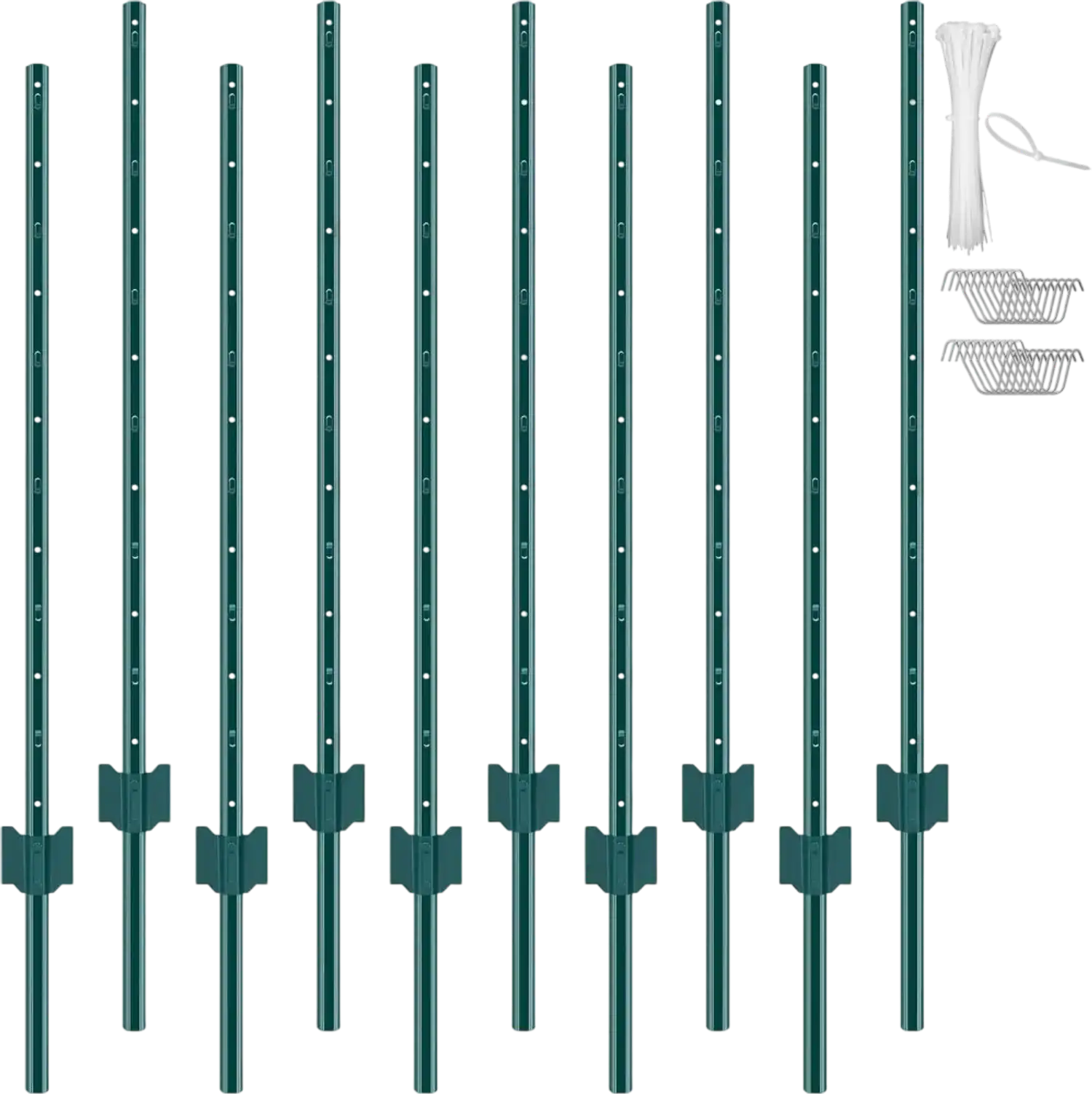 Vevor Fence Posts 4' 10-Pack Heavy Duty U-Channel Metal Green New