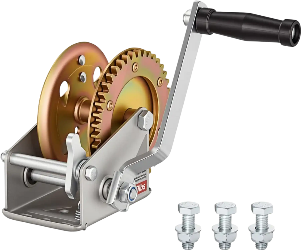 VEVOR Boat Winch, 1600 lbs Hand Winch, Heavy Duty Manual Rope Crank, Portable Two-Way Ratchet, 4: 1 Gear Ratio, Easy Installation Gear for Boat Trailer ATV Towing