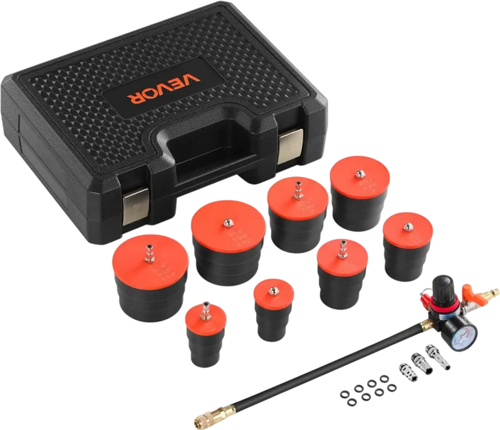 VEVOR Turbo Boost Leak Tester Kit, 0-80 PSI Valve Gauge Range, Turbo System Leakage Tester Set with 4 Pairs of Stepped Adapters 1-3/8" to 3-1/2" & Air Fittings for Intercooler and Intake Piping Test