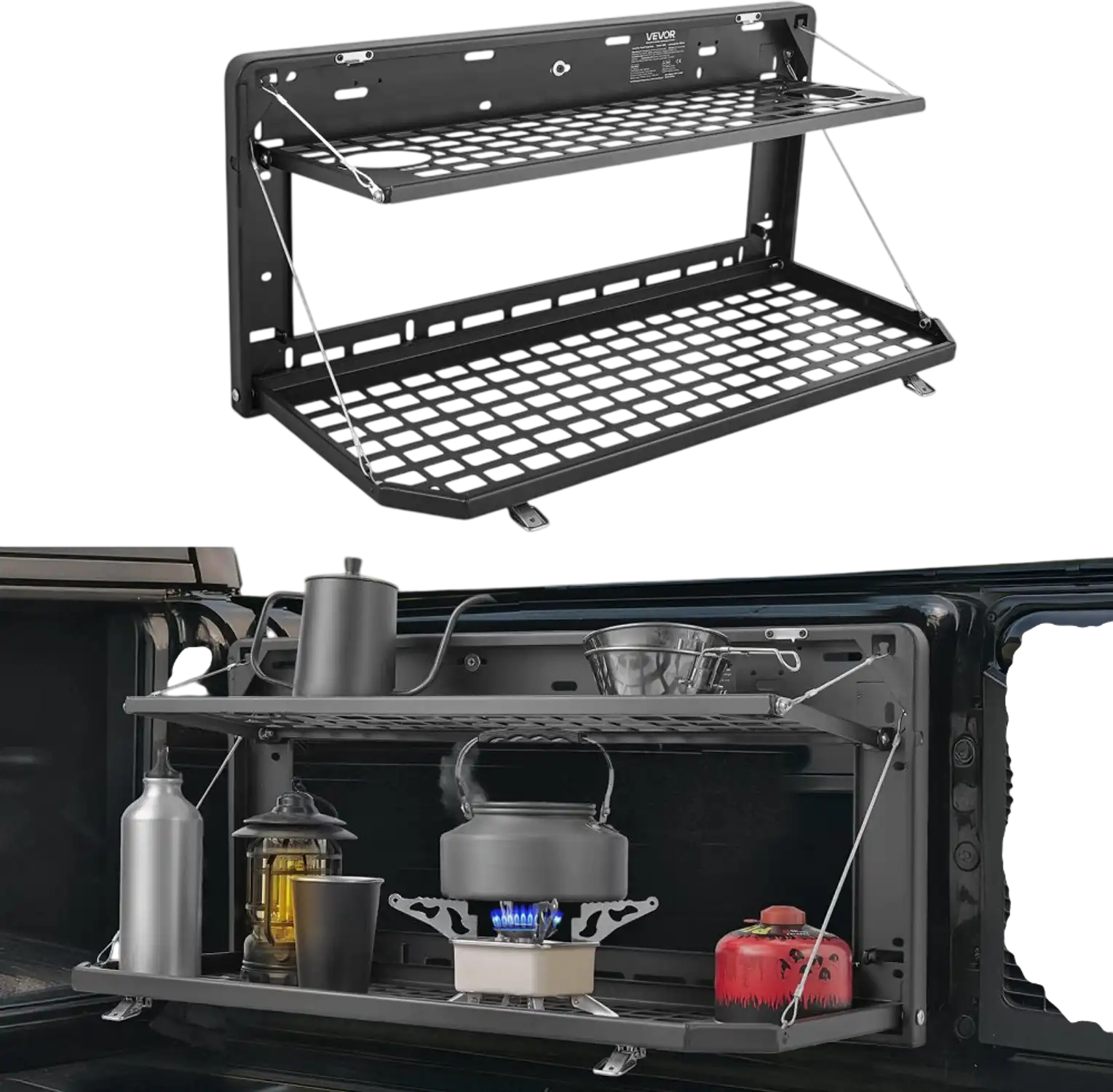 Vevor Tailgate Table Jeep Wrangler JK 2007-2024 Foldable Double-Tier Rear Cargo Rack New