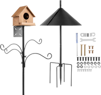 VEVOR 4-Hook Wild Bird Feeder Stand Pole, 92 Inch Bird Feeding Station Kit, 31/32 inch Diameter Bird House Hanging Hooks with Squirrel Guard Baffle, Heavy Duty Multi-Feeder Stand Easy to Install