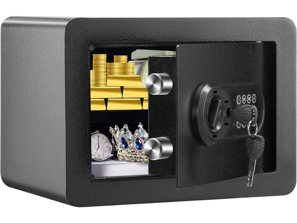 VEVOR Safe, 0.5 Cubic Feet Home Safe, Steel Security Safe with Digital Keypad and 2 Keys, Wall-Mounted Cabinet Safe Protect Cash, Gold, Jewelry, Documents for Home, Hotel, 13.8 x 9.8 x 9.8 inches