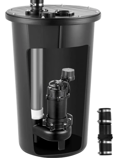 Vevor Sewage Pump System 1/2 HP 4800 GPH Cast Iron Basin Kit 120V 2