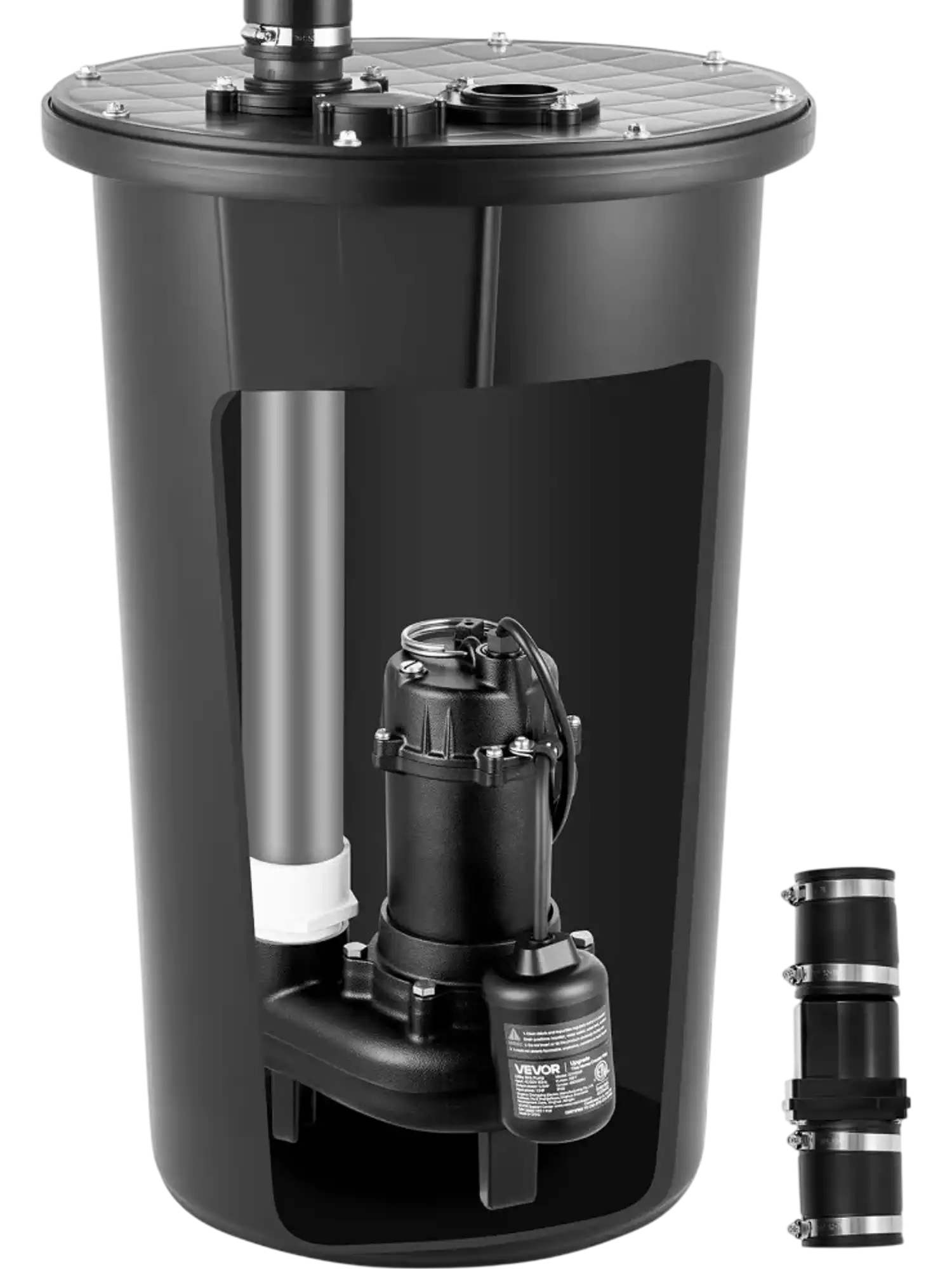 Vevor Sewage Pump System 1/2 HP 4800 GPH Cast Iron Basin Kit 120V Automatic On/Off 2