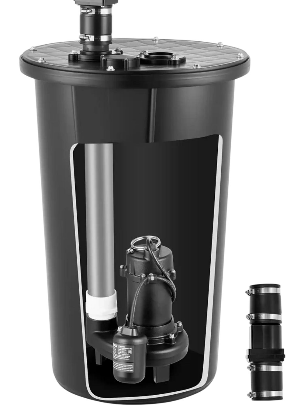 VEVOR Sewage Grinder System, 1 HP, 5100 GPH Cast Iron Sewage Pump with Basin, Grinding Blade, 120V Automatic Outdoor Water/Seepage Collection and Removal System with Float Switch, 2" Discharge, Black
