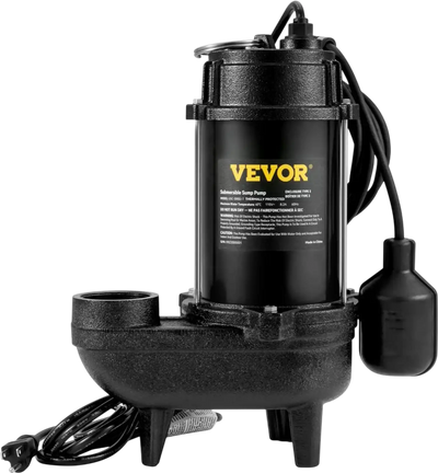 Vevor Sewage Pump 3/4 HP 5880 GPH Cast Iron Submersible with Float Switch New
