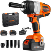 VEVOR Cordless Impact Wrench, 958.8 ft-lbs / 1300 N·m High Torque, 1/2 inch, 20V Electric Impact Wrench with Brushless Motor, 2 x 4Ah Batteries, Charger, 5 Sockets and Belt Clip, for Car Tire Truck