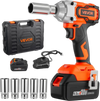 VEVOR Cordless Impact Wrench, 280 ft-lbs / 380 N·m High Torque, 3/8 inch, 20V Electric Impact Wrench with Brushless Motor, 4Ah Battery, Charger, 5 Sockets and Belt Clip, for Car Tire Truck DIY
