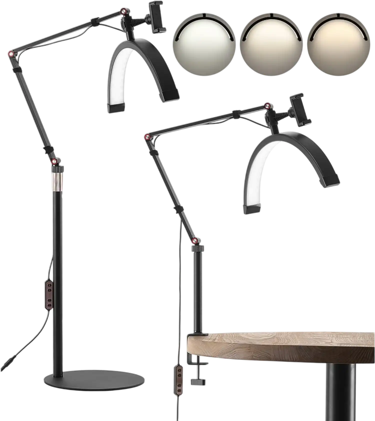 Vevor Lamp Half Moon Esthetician 2-in-1 LED Floor and Desk Lash Light 16