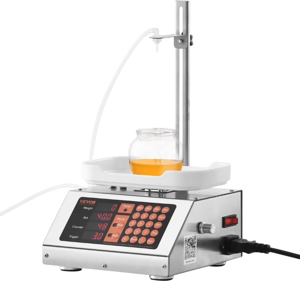 VEVOR Liquid Filling Machine, 5-50 g Weighing Capacity, Automatic Bottle Filler Machine, Bottling Machine Peristaltic Pump Digital Control for Milk, Water, Wine, Beverage, Soy Sauce (Single Nozzle)