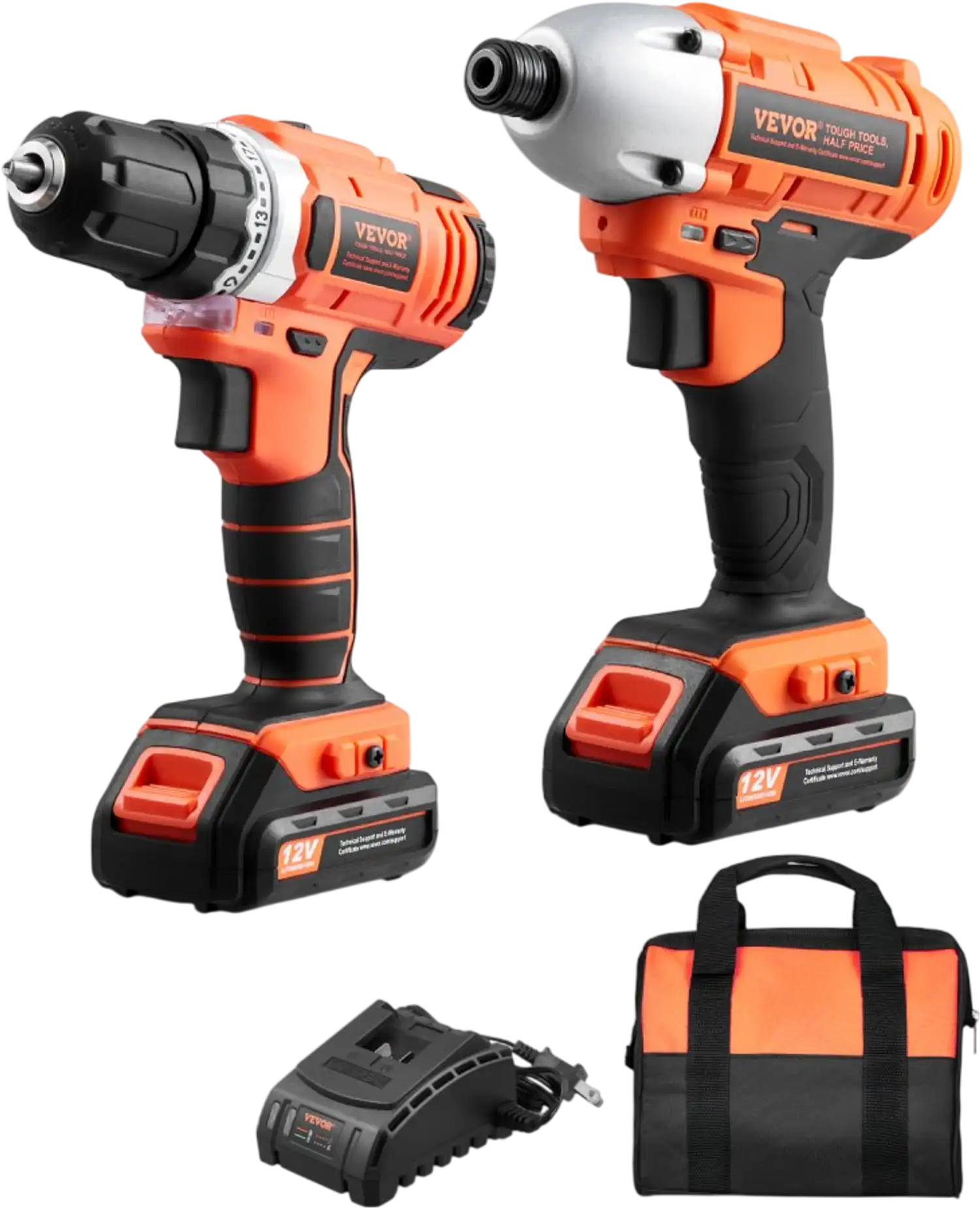 Vevor Tool Combo Kit 12V Max Cordless 2-Tool Power Kit with 3/8