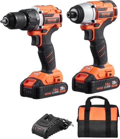 Vevor Tool Combo Kit 20V Cordless 2-Tool Set with 1/2