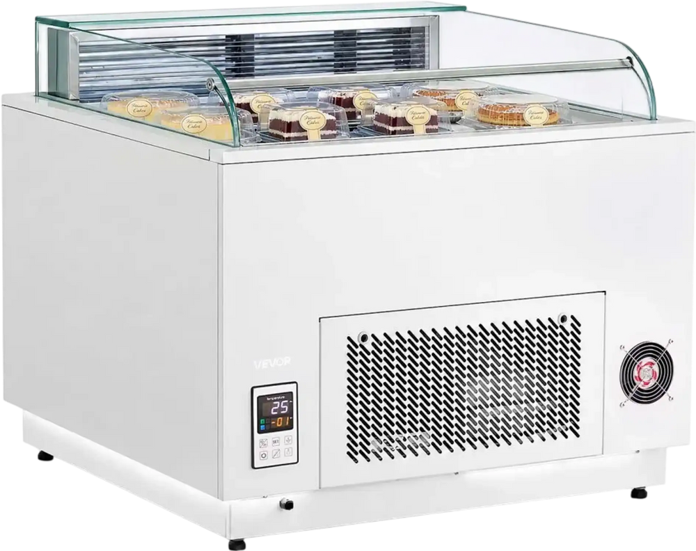 VEVOR Open Air Merchandiser, 3.1 cu. ft. Shelving Commercial Refrigerator, Grab and Go Fan Cooling Display Cooler, with LED Lighting, Night Curtain, Horizontal for Restaurants, Stores, Office
