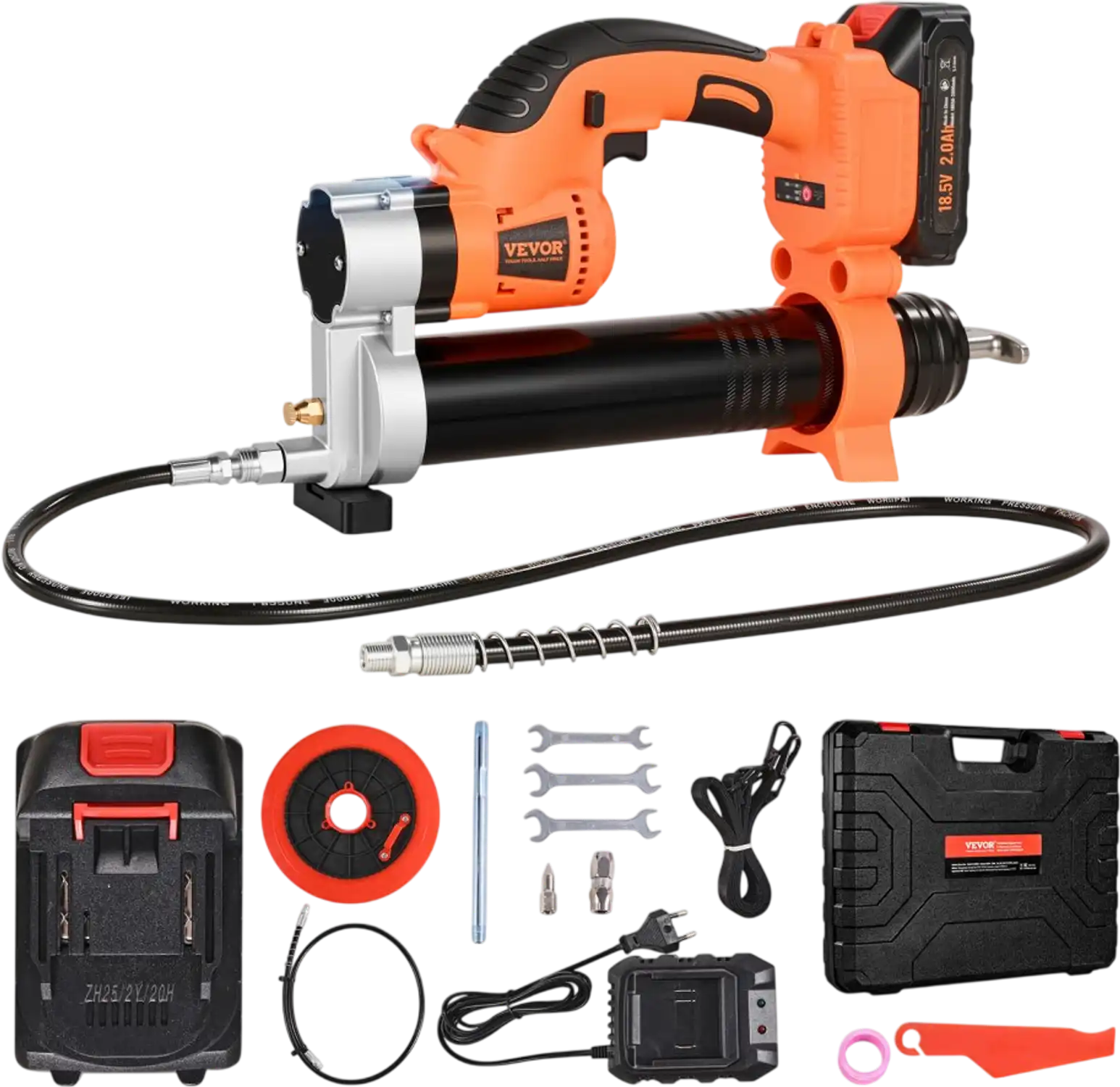 Vevor Grease Gun Cordless 20V 8000 PSI Kit with Battery, 30