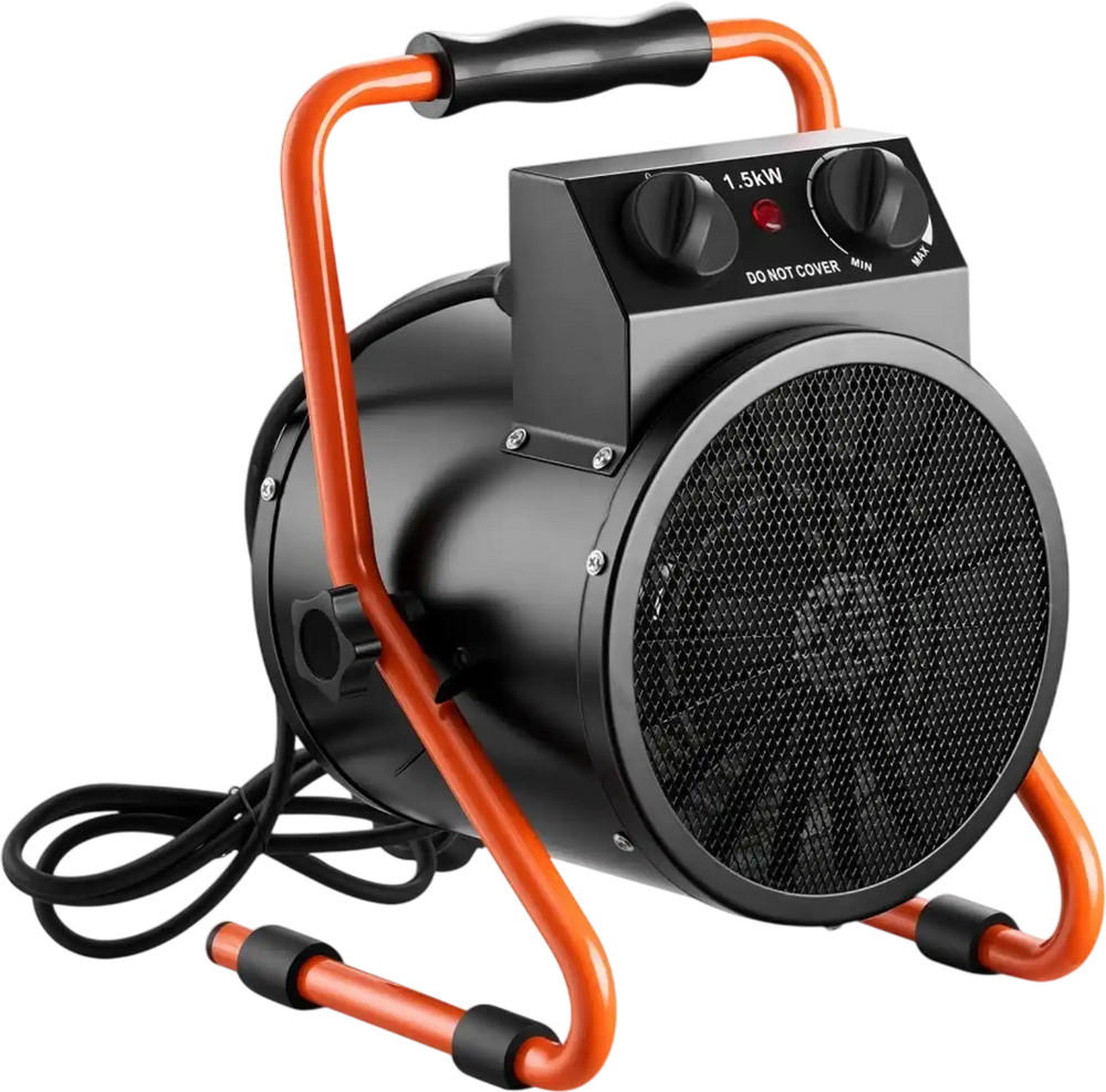 VEVOR Greenhouse Heater, 1500W Electric Space Heater with Fan & High Heat Modes, IPX4 Protection, 25° Adjustable Angle, Overheat Protection, for Grow Tent, Small Greenhouse, Flower Room, Home Office