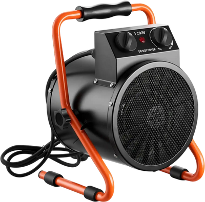 VEVOR Greenhouse Heater, 1500W Electric Space Heater with Fan & High Heat Modes, IPX4 Protection, 25° Adjustable Angle, Overheat Protection, for Grow Tent, Small Greenhouse, Flower Room, Home Office