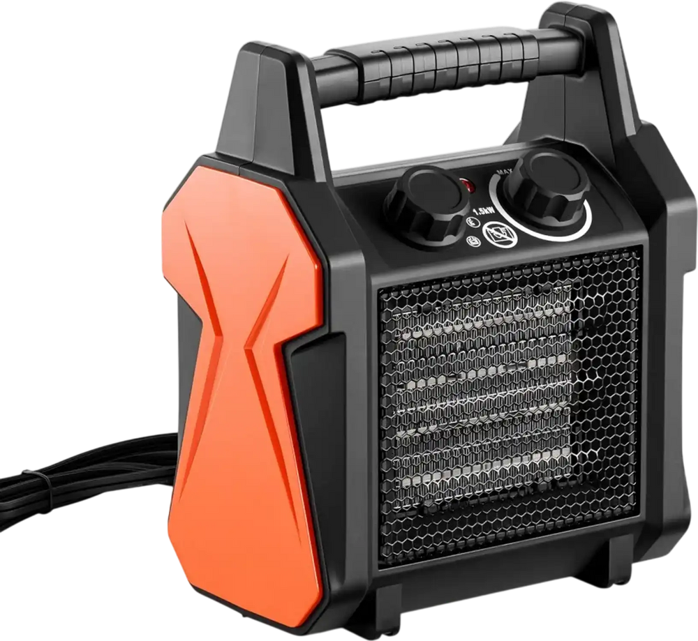 VEVOR Greenhouse Heater, 1500W Electric PTC Space Heater with Fan, Low & High Heat Modes, Overheat Protection, Tip-Over Shut-Off, Portable for Grow Tent, Small Greenhouse, Flower Room, Home Office