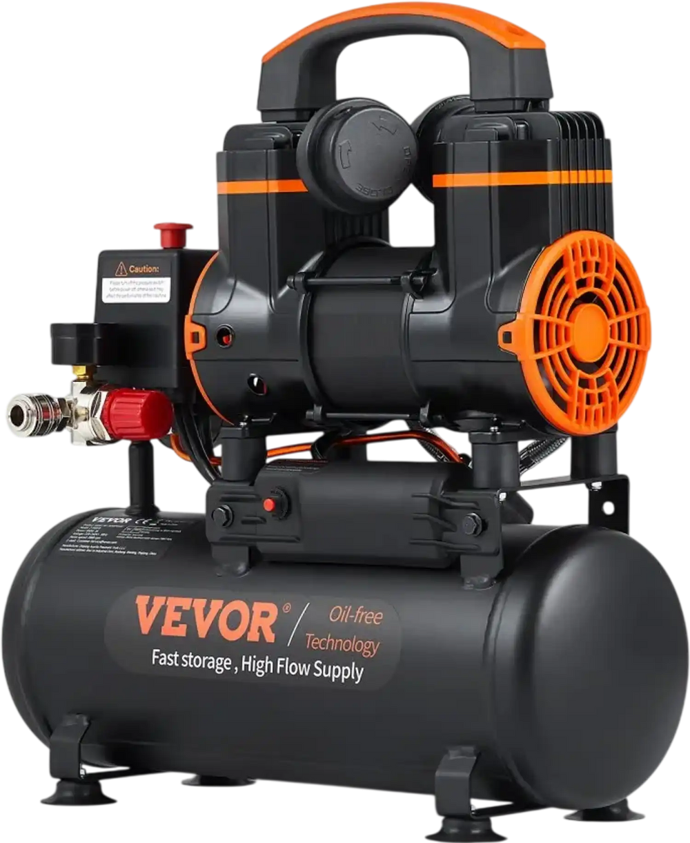 VEVOR 2.1 Gallon Air Compressor, 1.2HP 2.2 CFM@90PSI Air Compressors with Max. 116PSI Pressure, Oil Free Compressor Tank for Auto Repair, Tire Inflation, Spray Painting, Woodwork Nailing