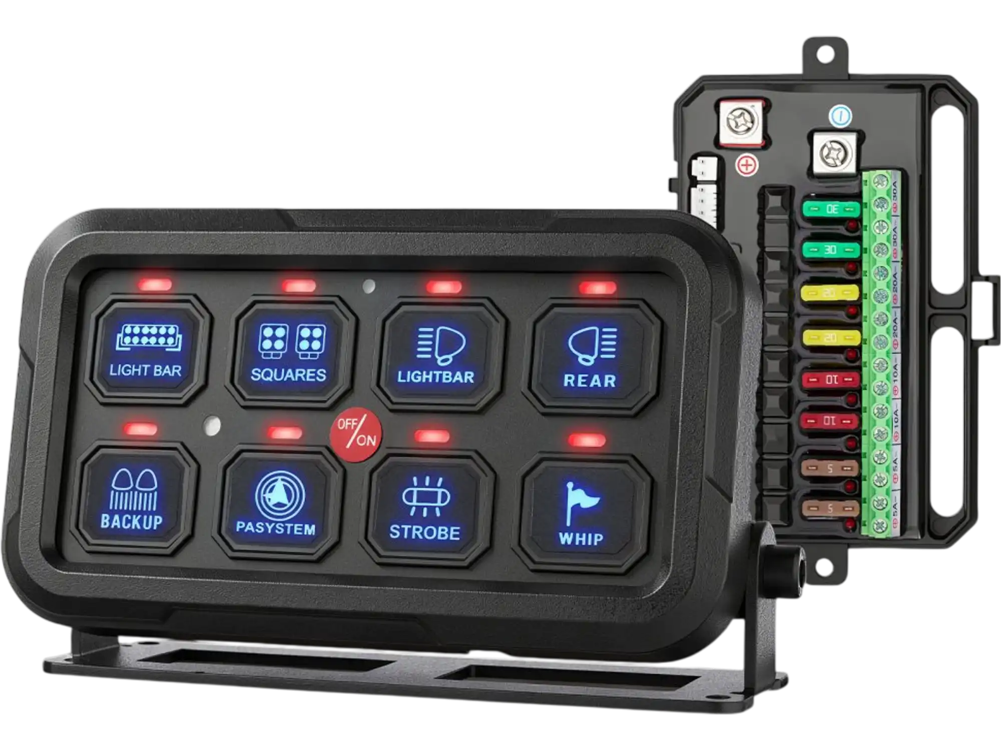Vevor Switch Panel 8-Gang RGB Circuit Control Box Auto-Dimmable Waterproof for 12-24V Vehicles New