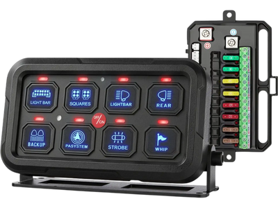 Vevor Switch Panel 8-Gang RGB Circuit Control Box Auto-Dimmable Waterproof for 12-24V Vehicles New