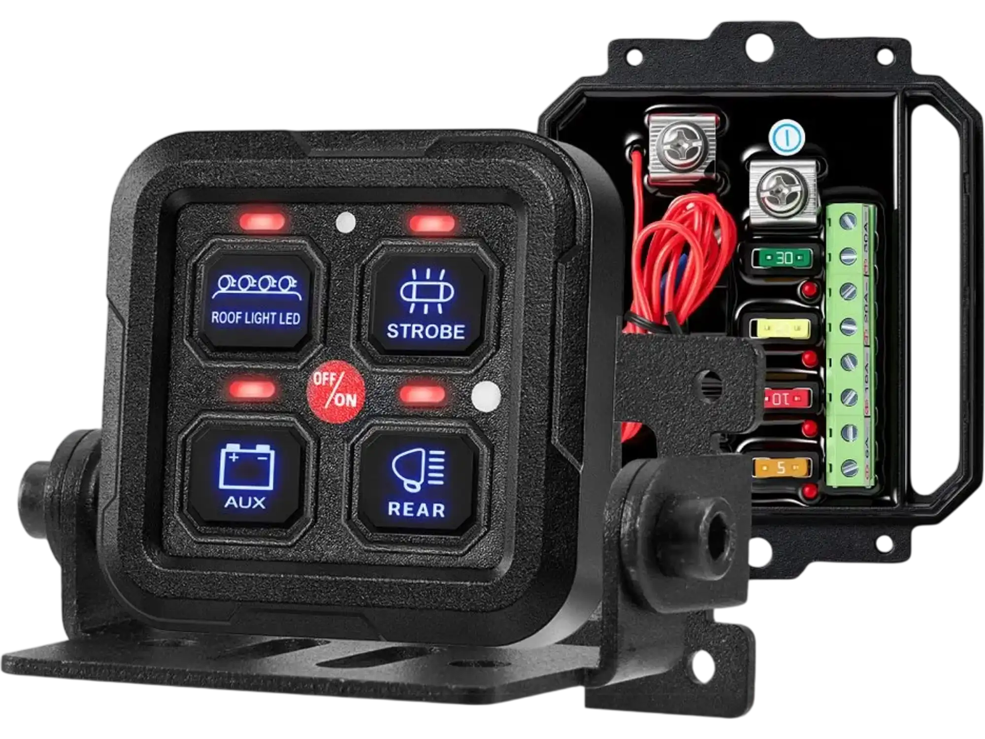 Vevor Switch Panel 4-Gang RGB Circuit Control Box Auto-Dimmable Waterproof for 12-24V Vehicles New
