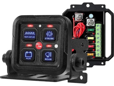 Vevor Switch Panel 4-Gang RGB Circuit Control Box Auto-Dimmable Waterproof for 12-24V Vehicles New