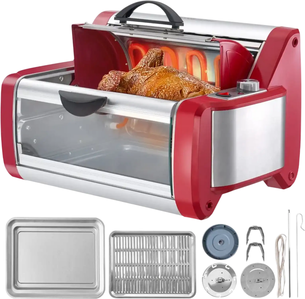 VEVOR Shawarma Grill Machine, Chicken Shawarma Cooker Machine Countertop, Electric Stainless Steel Broiler Gyro Rotisserie Oven Doner Kebab Machine, for Home Restaurant Kitchen Parties
